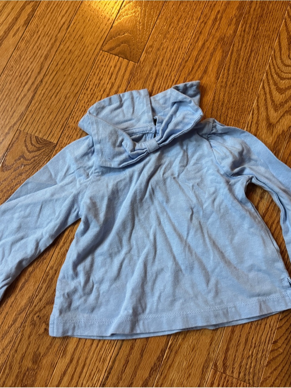Janie and Jack Light Blue Long-Sleeve Bow Collar Top